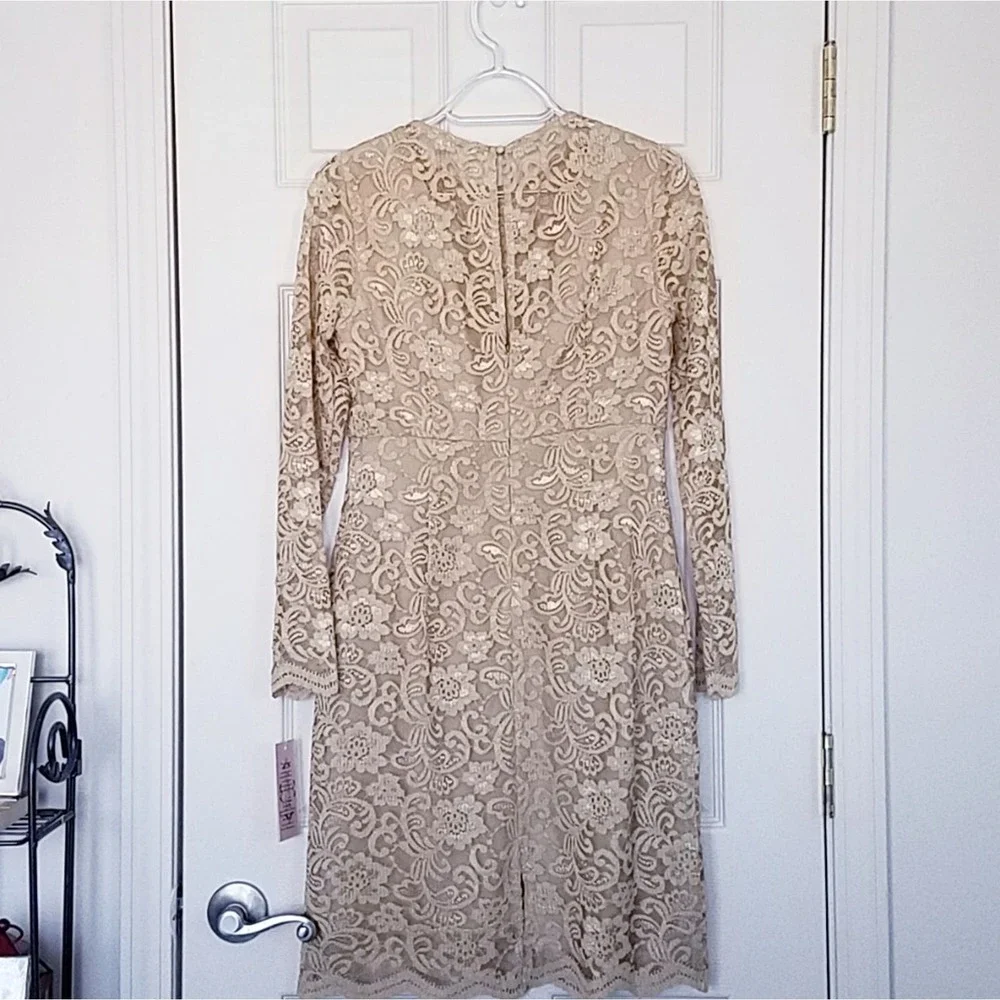 Nanette Lepore Gold Lace Dress Size 2 - Picture 4 of 8